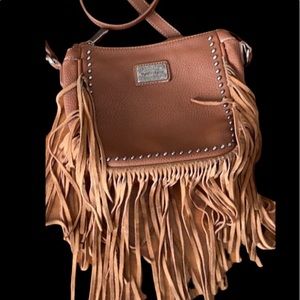 Trinity Ranch Brown Pebble Leather Fringe Purse Crossbody Boho Handbag
